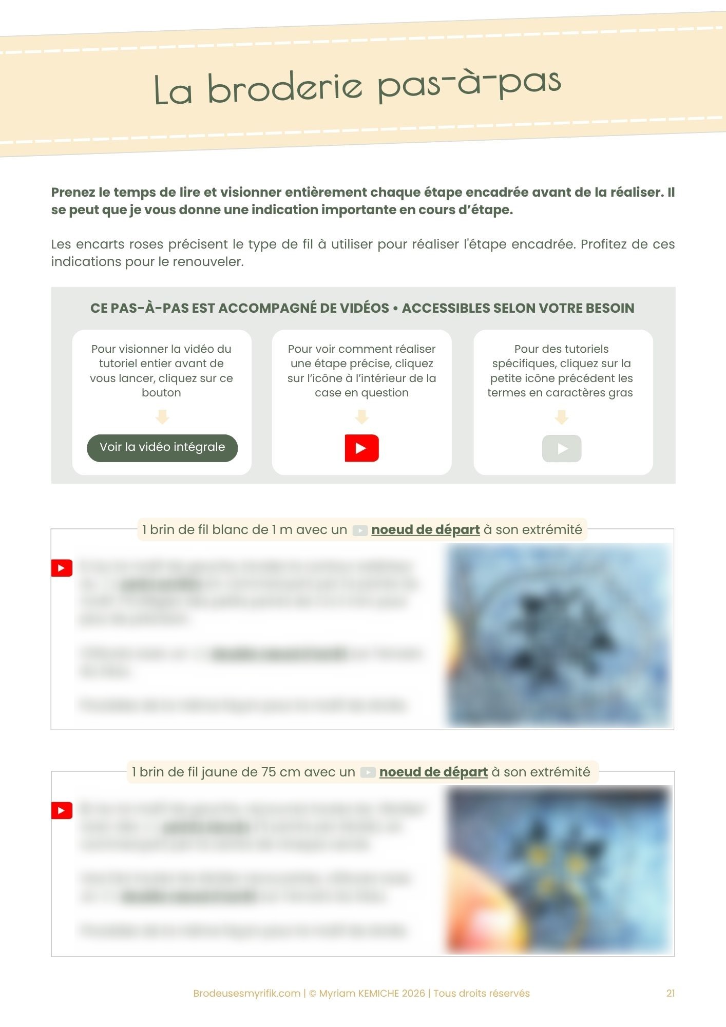 page sur les instructions de broderie pas-à-pas pour broder le patron dans atelier de broderie en ligne